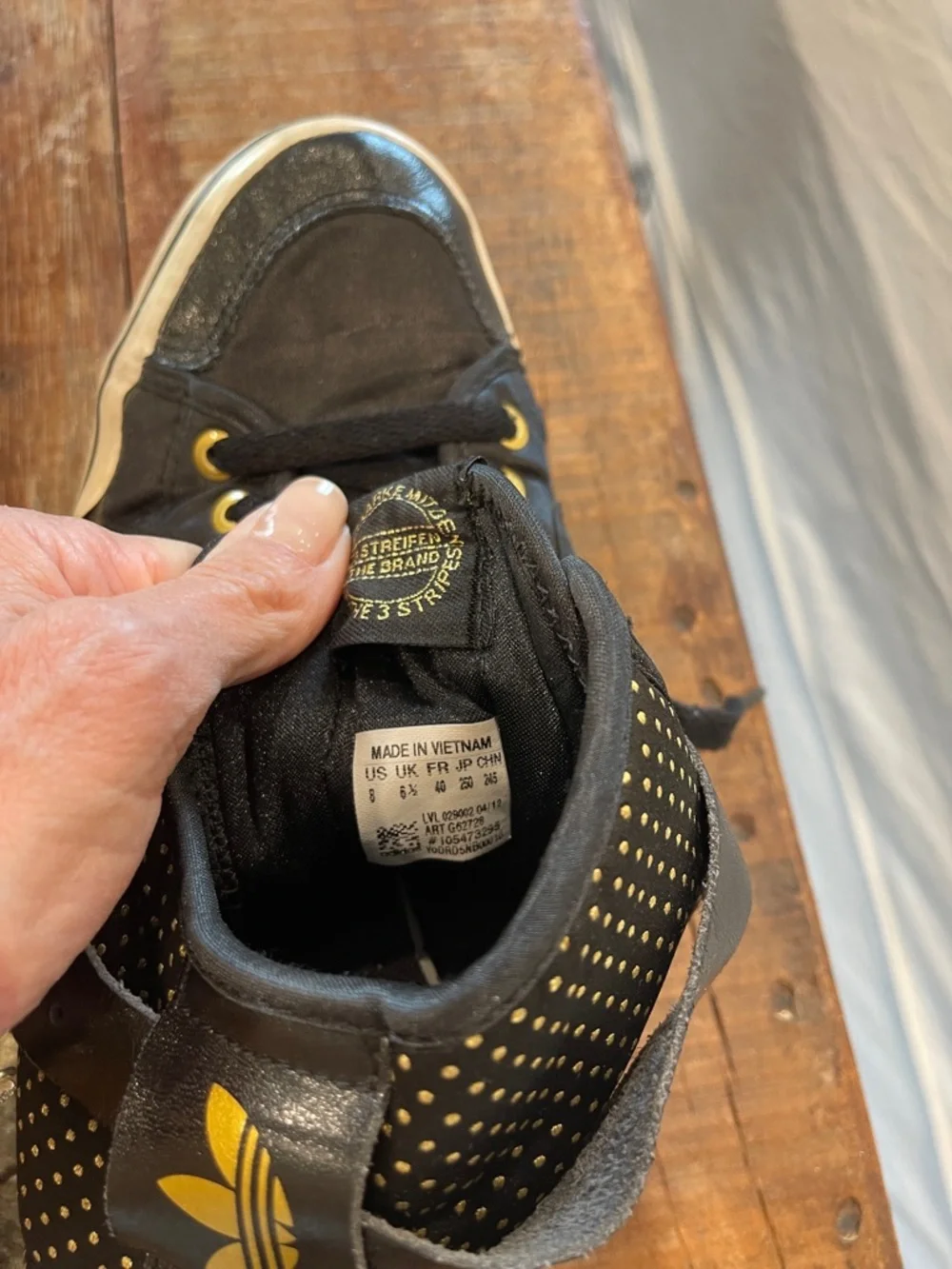 adidas Black High-Top Sneakers with Gold Hardware - Picture 6 of 11